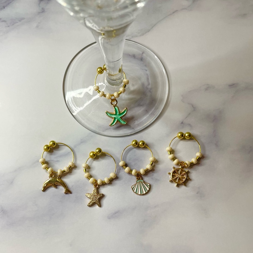 Sea inspired wine charms set of 5